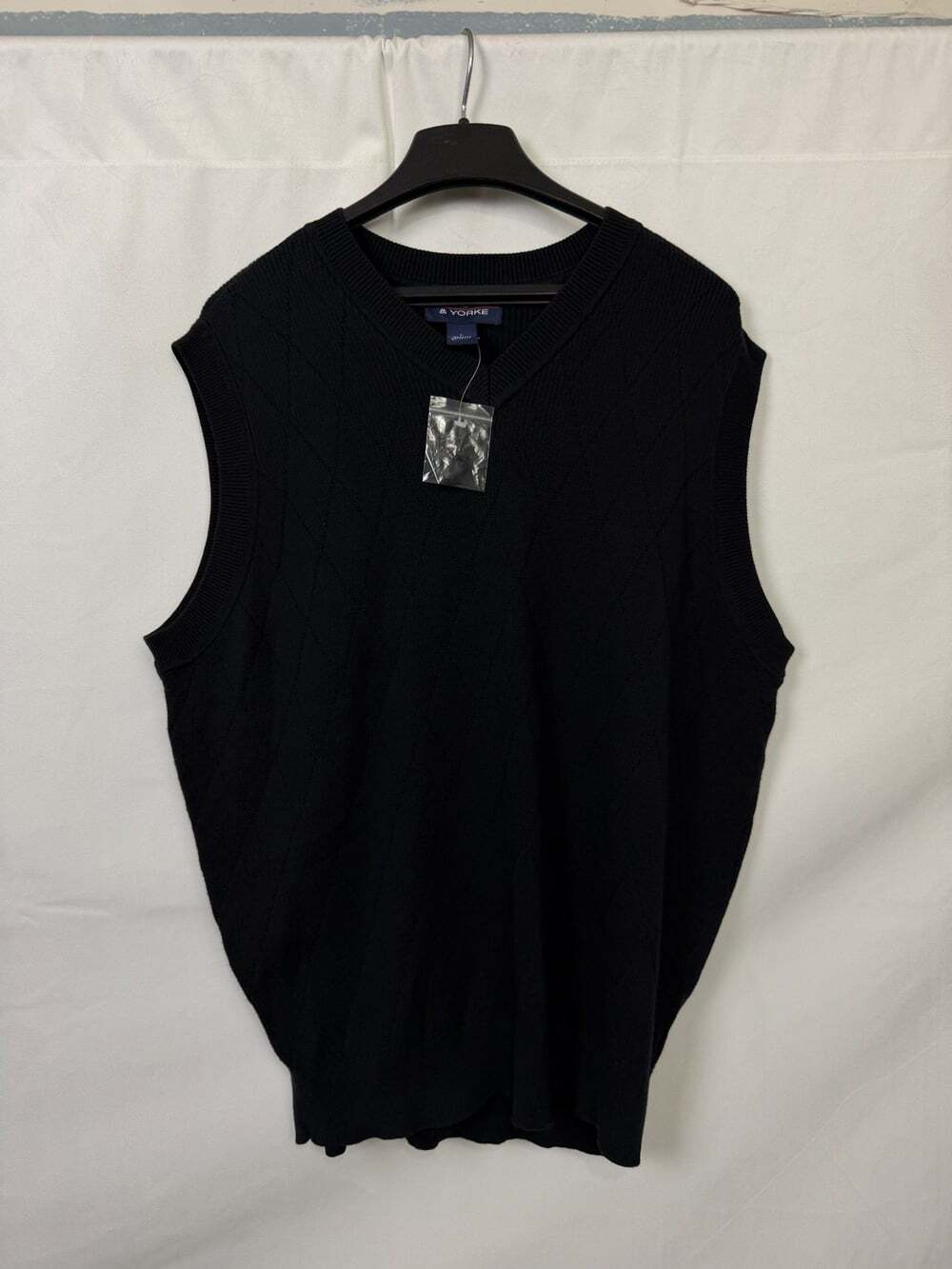 NWT Roundtree & Yorke Black Cable Knit Sweater Vest Mens L 100% Cotton